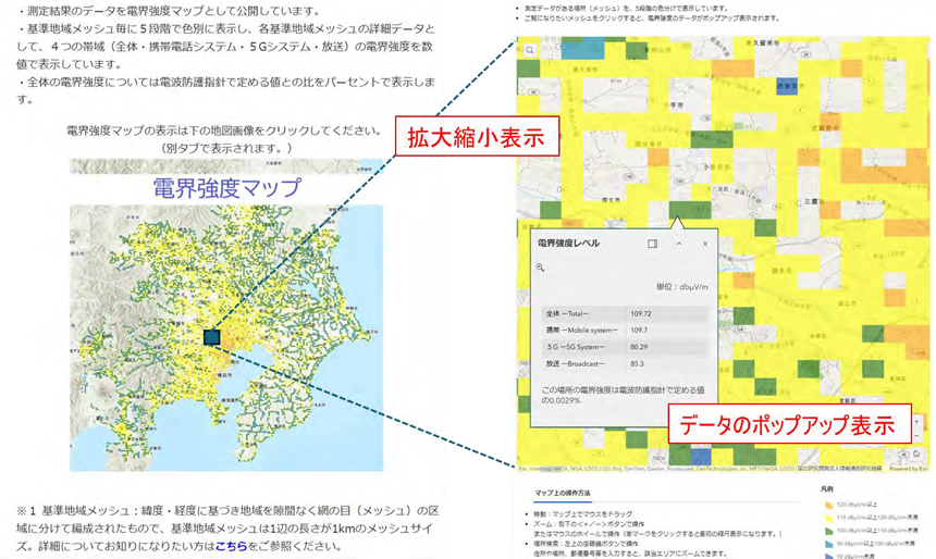 Web公開された電界強度マップの表示例